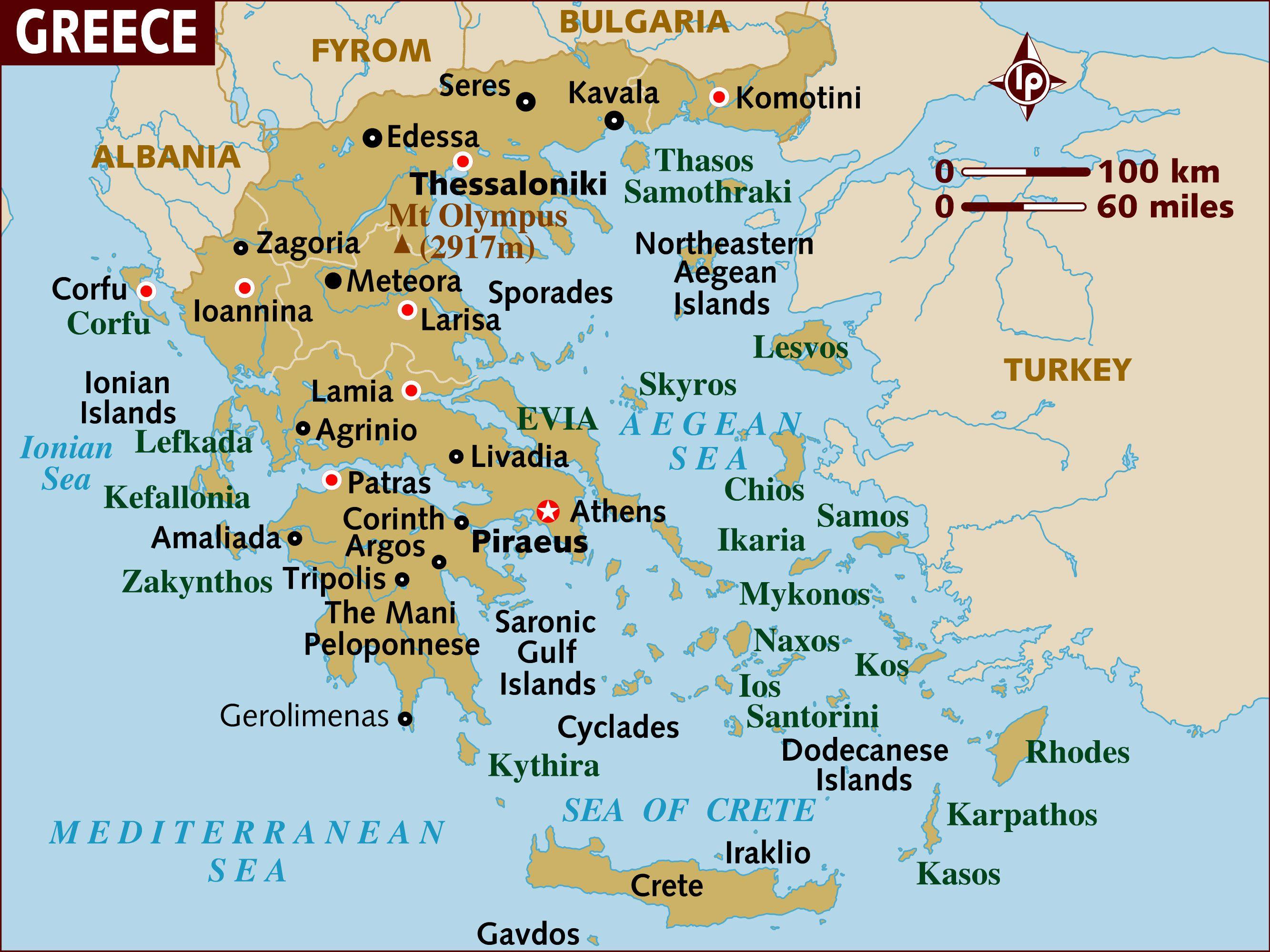 Græske øer kort 