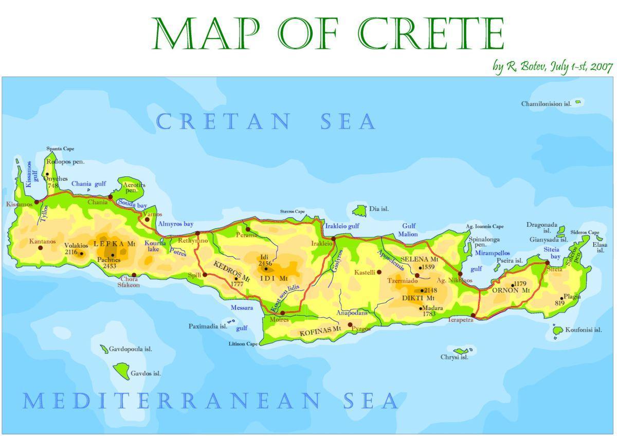 Kreta I Gr Kenland Kort Kreta Gr Kenland Kort En Det Sydlige